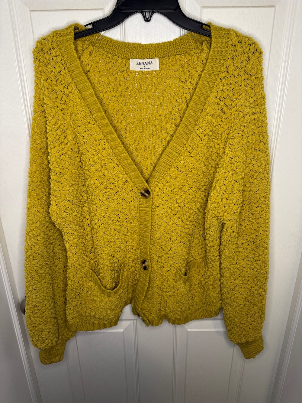 Zenana Outfitters Mustard Button-Front Cropped Cardigan